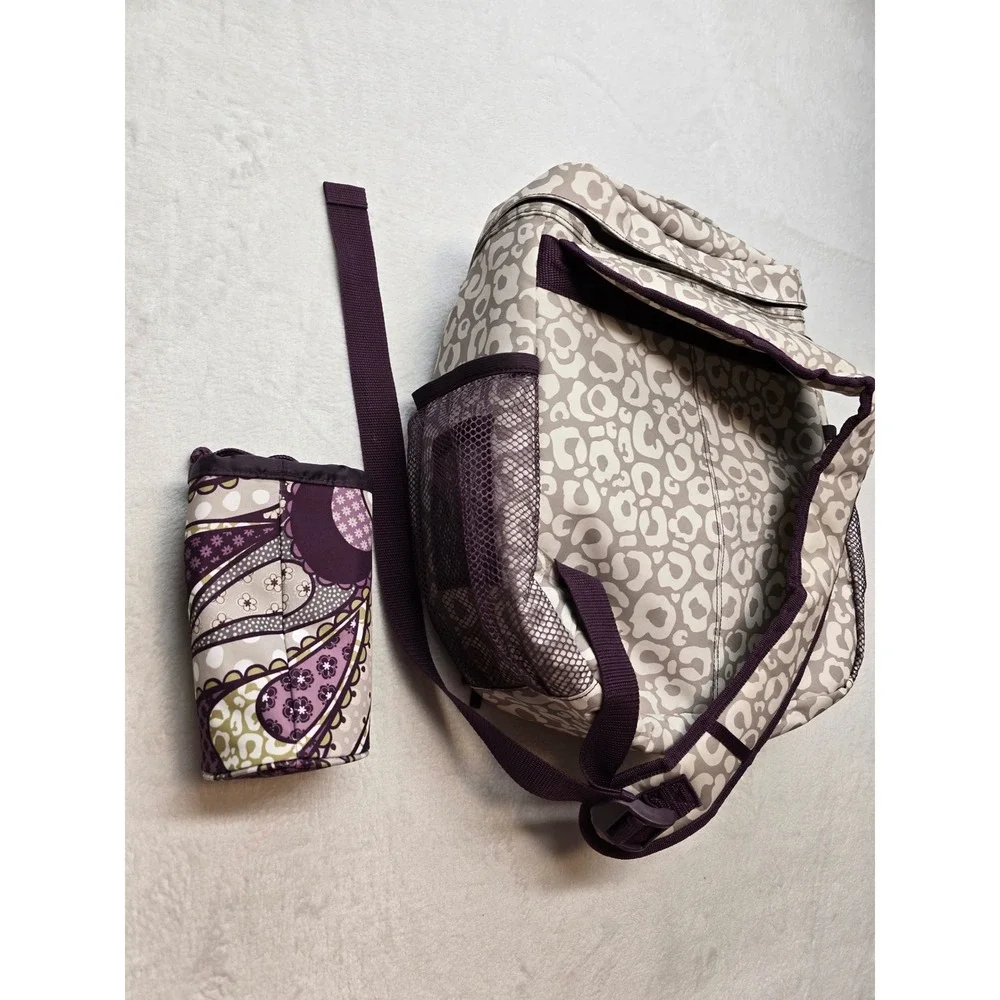 Thirty-One Camera Backpack Leopard Print Padded Dividers Purple Grey One Size